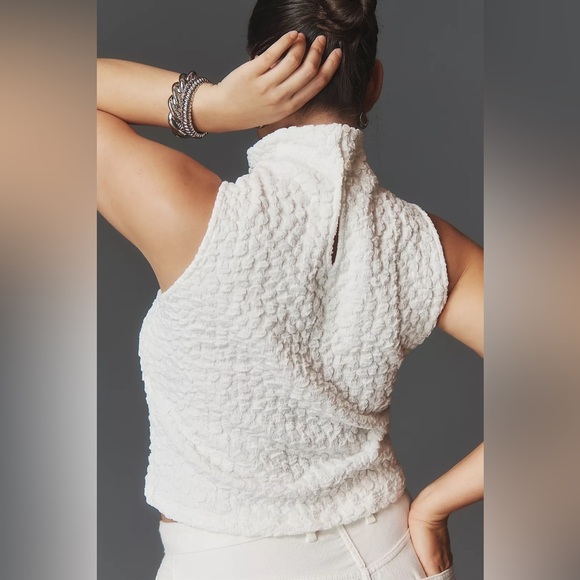 Anthropologie Blue Tassel Popcorn Crop Tank Top White Ivory NWT - Picture 3 of 16